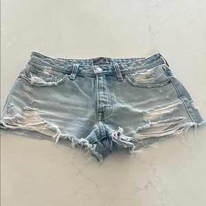 Abercrombie & Fitch Light Blue Distressed Jean Shorts